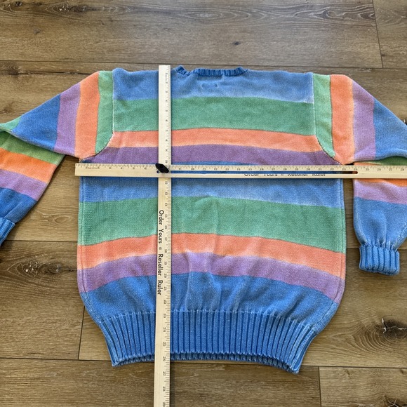 Vintage Polo Ralph Lauren Sweater Mens‎ L Knit Cotton Colorblock Striped 90s - Picture 6 of 7